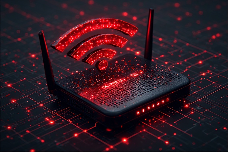 AI Generated image of a “hacked” wifi router.
